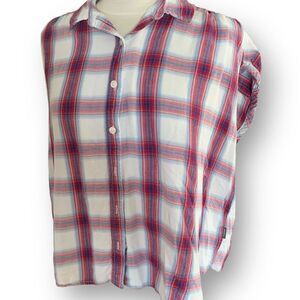 Eddie Bauer Tranquil Short Sleeved Shirred Shirt Women's size Large